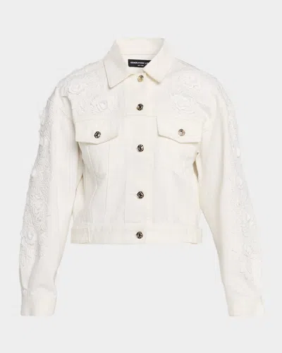 Generation Love Lexia Lace Appliqué Denim Jacket In White