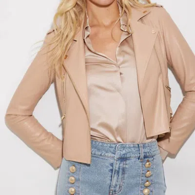 Generation Love Lindsay Vegan Leather Moto Jacket In Pink