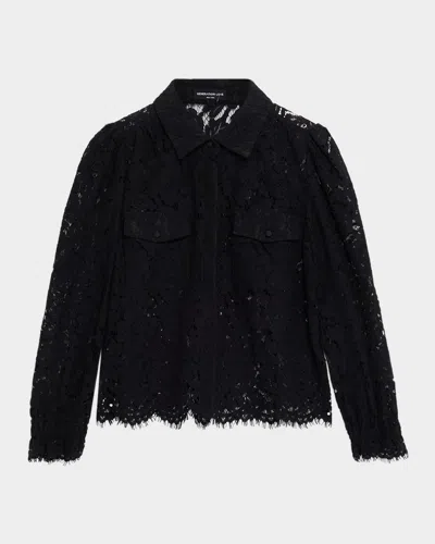 Generation Love Line Long-sleeve Lace Shirt In Black