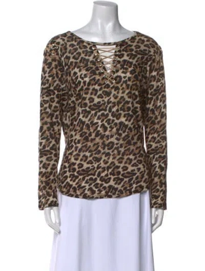 Pre-owned Generation Love Linen Animal Print Blouse In Multi