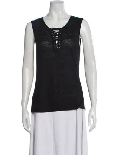 Pre-owned Generation Love Linen Crew Neck Top In Black