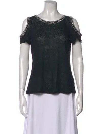 Pre-owned Generation Love Linen Crew Neck Top In Black