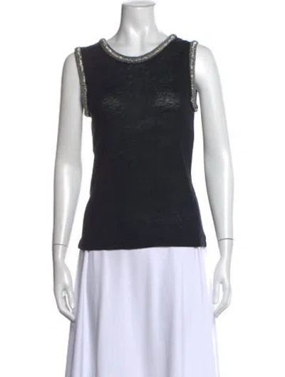 Pre-owned Generation Love Linen Crew Neck Top In Black