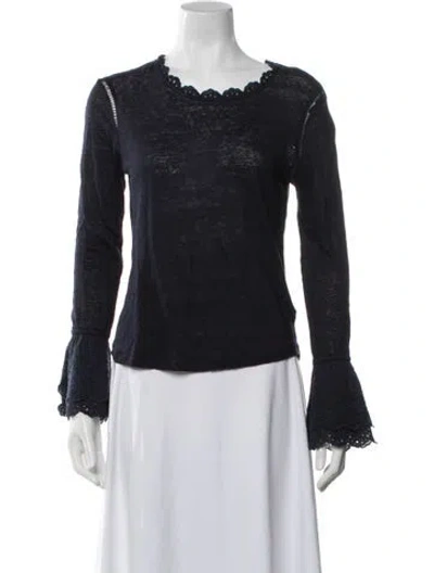 Pre-owned Generation Love Linen Crew Neck Top In Blue