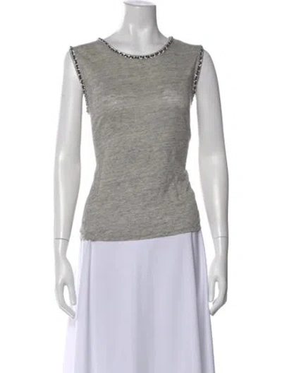 Pre-owned Generation Love Linen Crew Neck Top In Gray