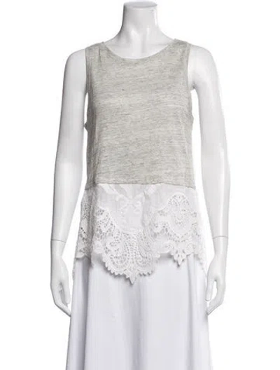 Pre-owned Generation Love Linen Lace Pattern Top In Gray