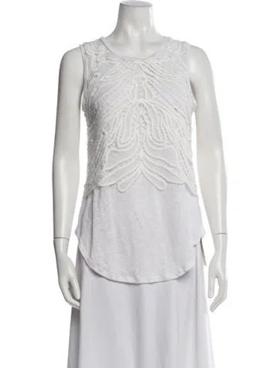 Pre-owned Generation Love Linen Lace Pattern Top In White