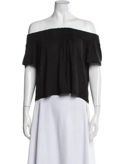Pre-owned Generation Love Linen Off-the-shoulder Crop Top In Black