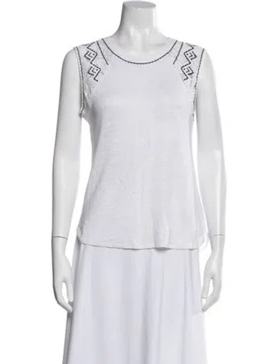 Pre-owned Generation Love Linen Patterned Top In White