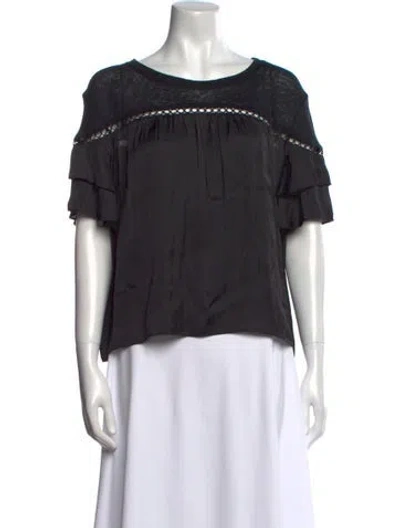 Pre-owned Generation Love Linen Scoop Neck Blouse In Black