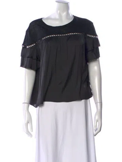 Pre-owned Generation Love Linen Scoop Neck Blouse In Black