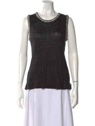 Pre-owned Generation Love Linen Scoop Neck Top In Black