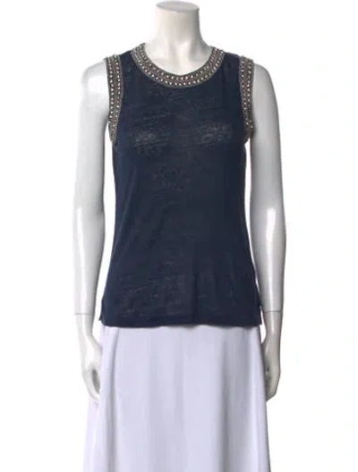 Pre-owned Generation Love Linen Scoop Neck Top In Blue