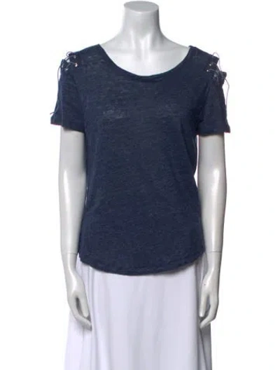 Pre-owned Generation Love Linen Scoop Neck T-shirt In Blue