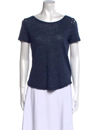 Pre-owned Generation Love Linen Scoop Neck T-shirt In Blue