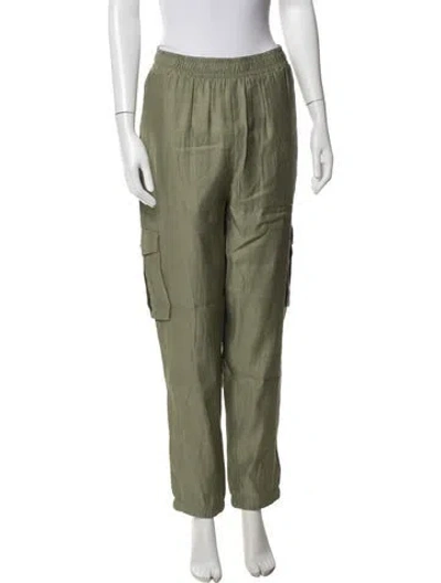 Pre-owned Generation Love Linen Straight Leg Pants In Green