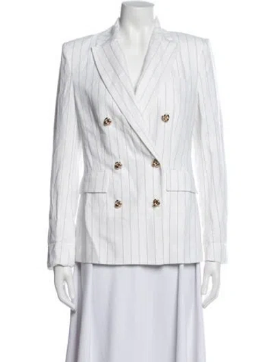 Pre-owned Generation Love Linen Striped Blazer W/ Tags In White