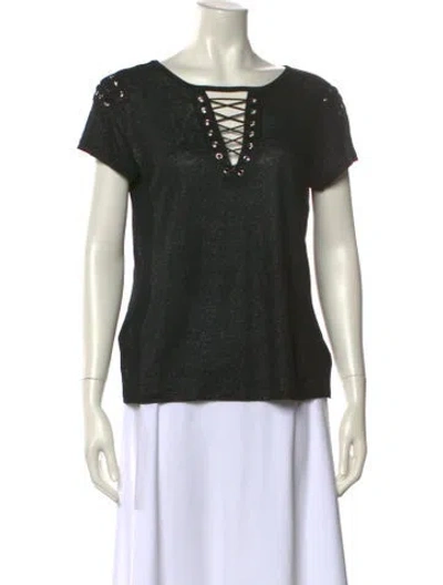 Pre-owned Generation Love Linen V-neck T-shirt In Black