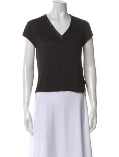 Pre-owned Generation Love Linen V-neck T-shirt In Black