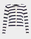 Generation Love Logan Stripe Cardigan In Whitenavy