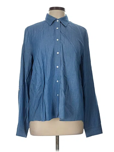 Pre-owned Generation Love Long Sleeve Button Down Shirt In Blue