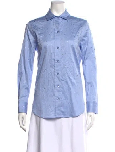 Pre-owned Generation Love Long Sleeve Button-up Top In Blue