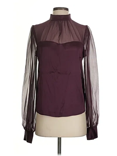 Pre-owned Generation Love Long Sleeve Silk Top Burgundy Mock Neckline Tops