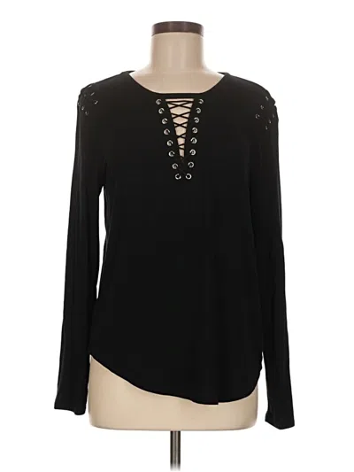 Pre-owned Generation Love Long Sleeve Top Black Keyhole Neckline Tops