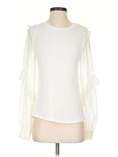 Pre-owned Generation Love Long Sleeve Top Ivory Ruffles Neckline Tops In White