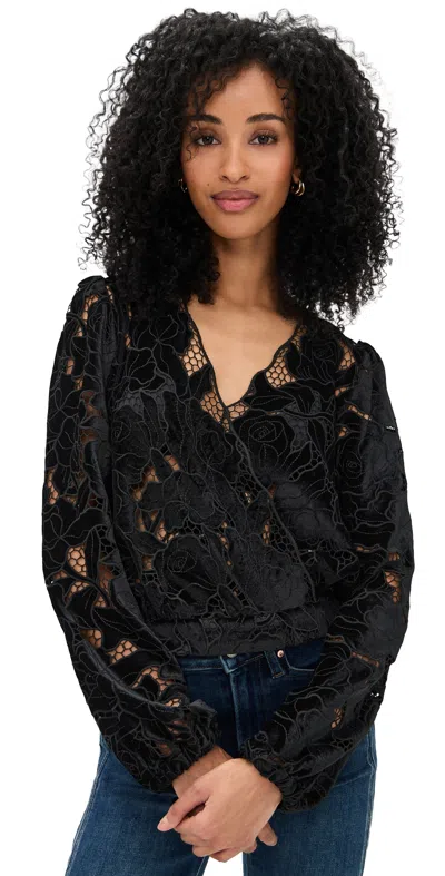 Generation Love Loralie Velvet Lace Wrap Blouse Black