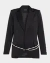 Generation Love Martina Satin Blazer With Pearl Belt In Black