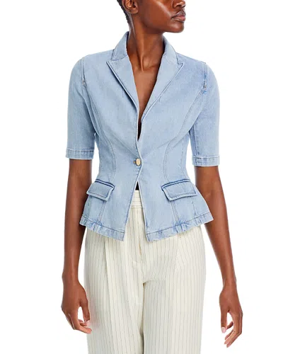Generation Love Melbourne Short Sleeve Denim Blazer In Light Blue