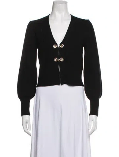 Pre-owned Generation Love Merino Wool V-neck Sweater In Black