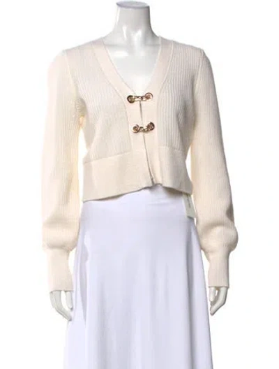 Pre-owned Generation Love Merino Wool V-neck Sweater In Neutral