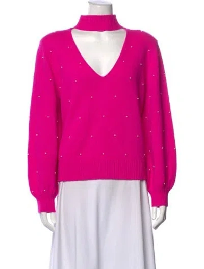 Pre-owned Generation Love Merino Wool V-neck Sweater In Pink