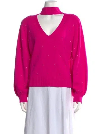 Pre-owned Generation Love Merino Wool V-neck Sweater In Pink