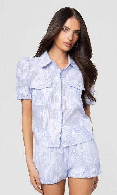 Generation Love Mina Floral Stripe Top In Blue