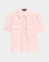 Generation Love Mina Lace Puff-sleeve Shirt In Petal Pink