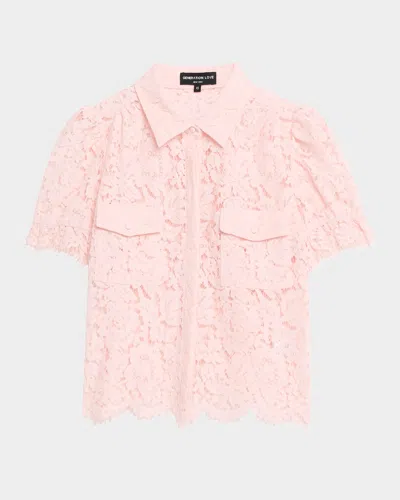 Generation Love Mina Lace Puff-sleeve Shirt In Petal Pink