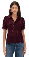 Generation Love Mina Lace Shirt Malbec In Burgundy