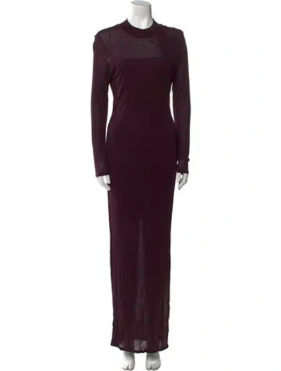 Pre-owned Generation Love Mock Neck Long Dress In Burgundy