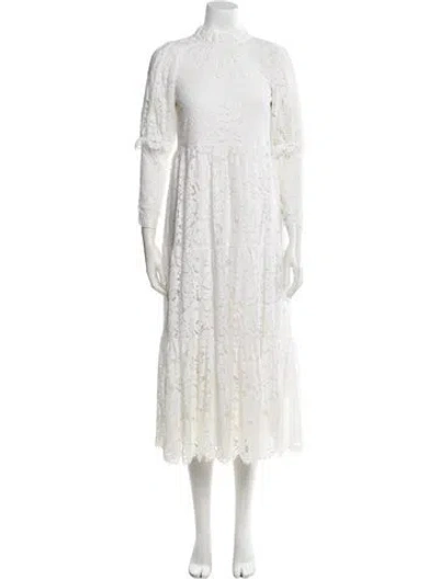 Pre-owned Generation Love Mock Neck Long Dress In White