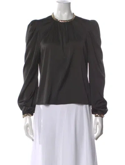 Pre-owned Generation Love Mock Neck Long Sleeve Blouse In Gray