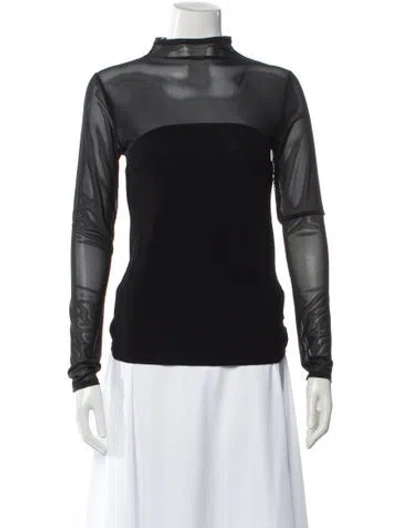 Pre-owned Generation Love Mock Neck Long Sleeve Top In Black