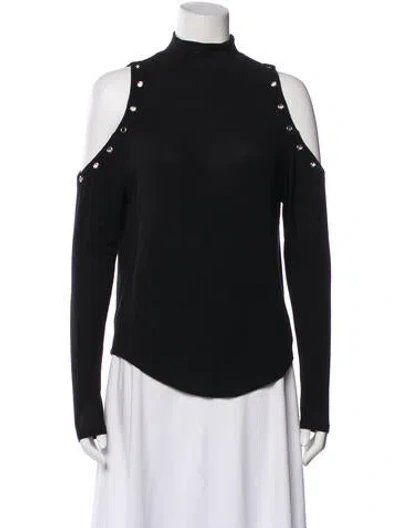 Pre-owned Generation Love Mock Neck Long Sleeve Top In Black