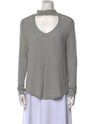 Pre-owned Generation Love Mock Neck Long Sleeve Top In Gray