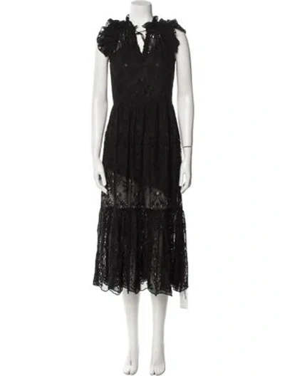 Pre-owned Generation Love Mock Neck Midi Length Dress In Multi