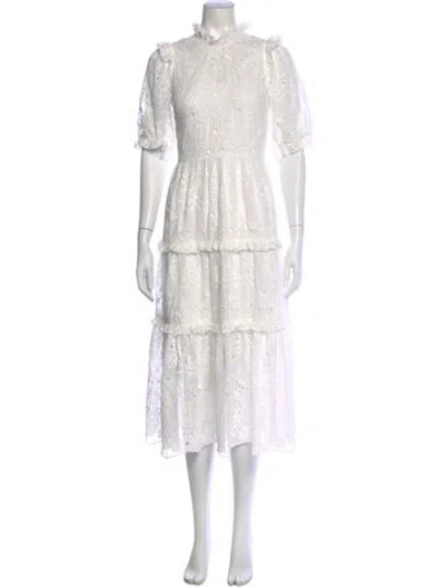 Pre-owned Generation Love Mock Neck Midi Length Dress In White