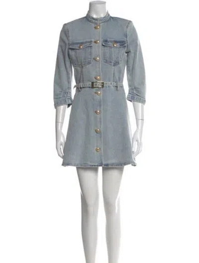 Pre-owned Generation Love Mock Neck Mini Dress In Blue