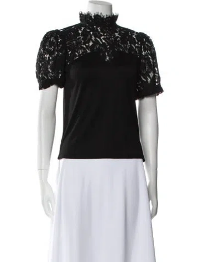 Pre-owned Generation Love Mock Neck Short Sleeve Top In Black
